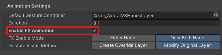Enable FX Animation setting