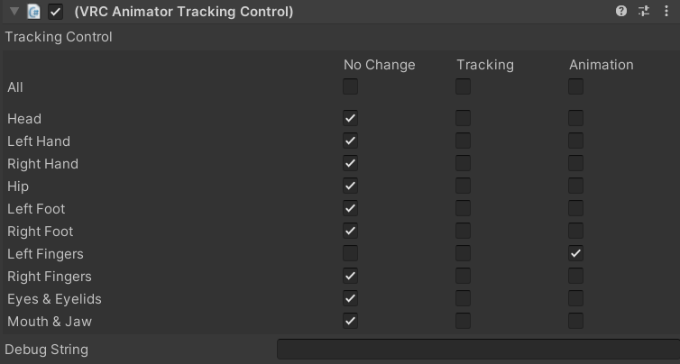 VRChat animator tracking control behavior